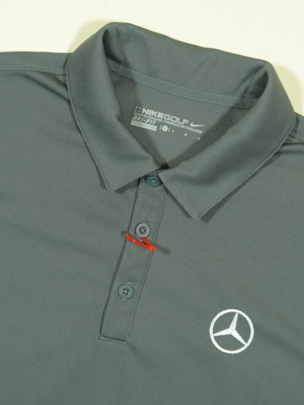 Nike Icon Mercedes Benz Pique Polo Shirt Mens L Gray Golf Dri Fit New